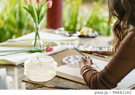 Artist drawing by artist brush mix color acrylic water color oil painting on art creativity and part therapy 99682162