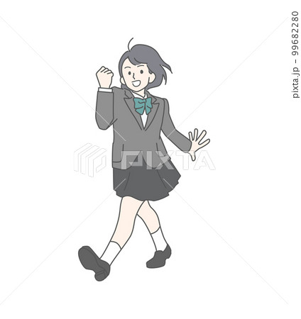 笑顔でガッツポーズをする制服の女子高生・女子中学生 99682280