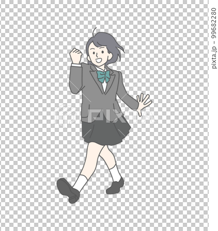 笑顔でガッツポーズをする制服の女子高生・女子中学生 99682280