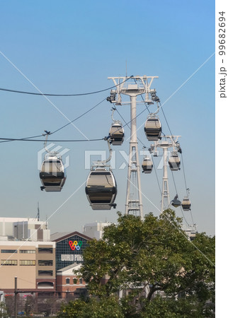 Yokohama Air Cabin Ropeway viewd from the gondola platform in Kanagawa, Japan. February 22, 2022 99682694