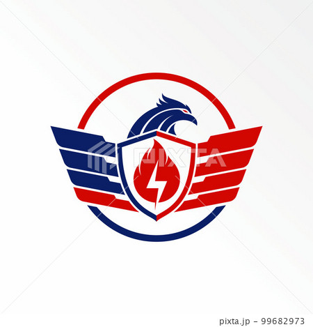Eagle head, wing, american, power or electric, gas or flame, and circle line image graphic icon logo design abstract concept vector stock. Can be used as a symbol related to navy or animal. 99682973