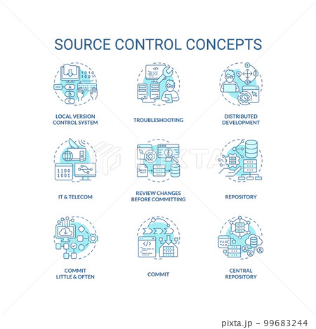 Source control turquoise concept icons set....のイラスト素材 [99683244] - PIXTA