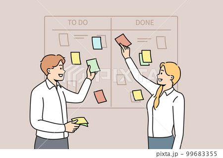 Businesspeople brainstorm manage tasks in office  99683355