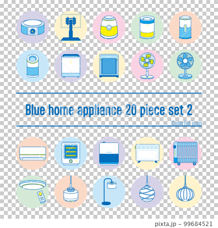 Illustration of blue home appliances 20-piece set no.14 Illustration of blue home appliances 20-piece set no.14 99684521