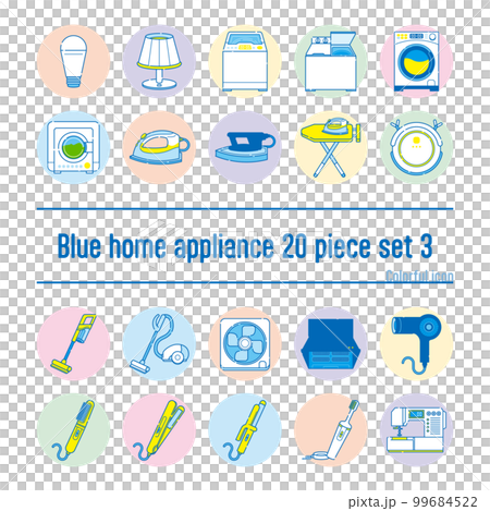 青い家電のイラスト20点セットno.15 99684522
