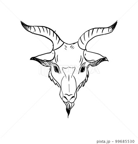 Ocult head of goat with horns 99685530
