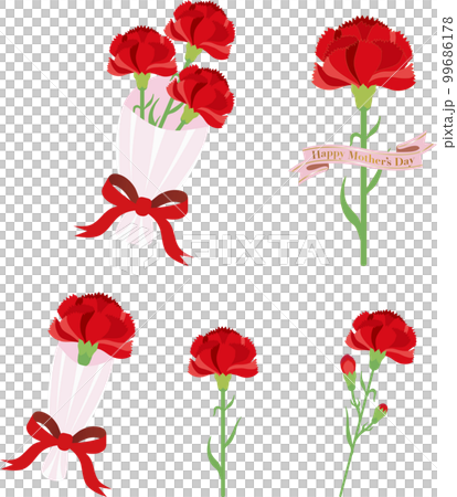 Mother's Day decoration carnation gift present bouquet decoration simple illustration material set Mother's Day decoration carnation gift present bouquet decoration simple illustration material set 99686178