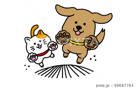 走る犬と猫（シンプル） 99687763