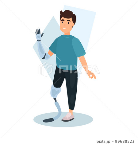 Man with prosthesis flat icon. Colored vector element from disabled collection. Creative Man with prosthesis icon for web design, templates and infographics. 99688523