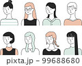 髪型や服装の様々な女性たち【白背景】 99688680