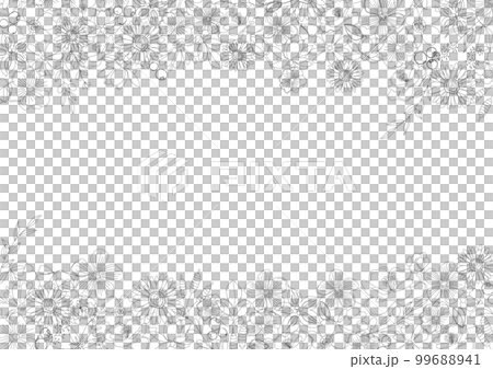 Flower simple, line drawing, natural botanical background material with beautiful line drawing 99688941