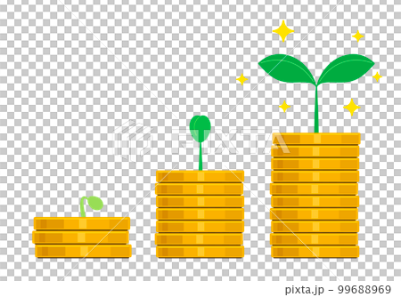 増加していくお金と成長する植物 99688969