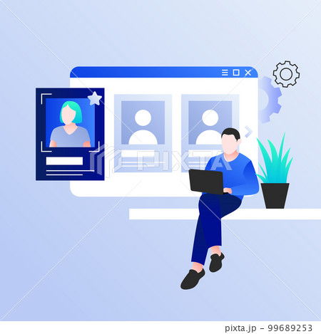 Recruitment Illustration. Recruiter hiring new employees. 99689253