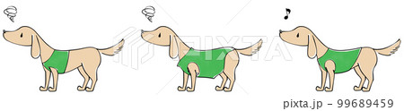 犬服のサイズのイメージイラストセット(窮屈・ぶかぶか・ピッタリ) 犬服のサイズのイメージイラストセット(窮屈・ぶかぶか・ピッタリ) 99689459