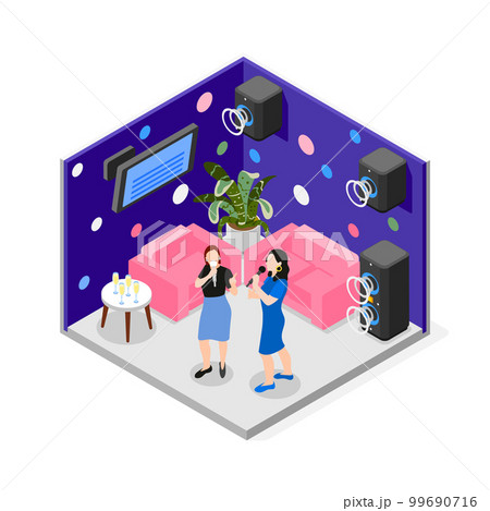 Isometric Female Friends Composition 99690716