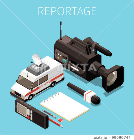 News Media Isometric Set 99690744