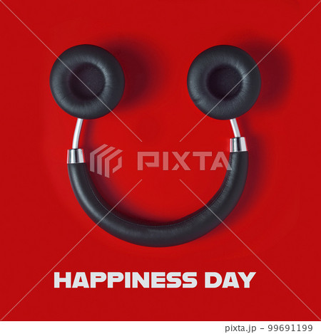 text happiness day and headphones as a smiley face 99691199