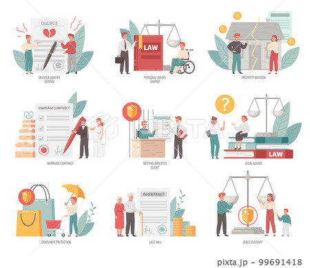 Lawyer Icons Set 99691418