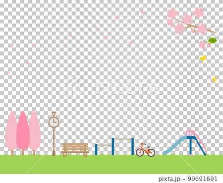 春天公園插畫背景素材 春天公園插畫背景素材 99691691