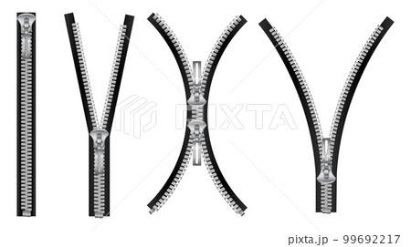 Opened Zipper Realistic Set 99692217