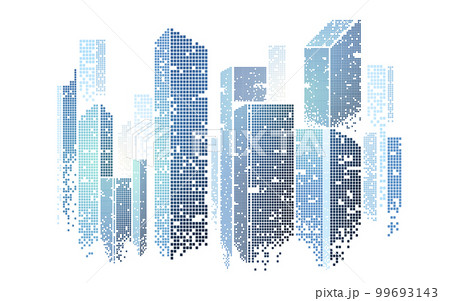 Pixel city or 8 bit skyscrapers. Vector background. Pixel city or 8 bit skyscrapers. Vector background. 99693143