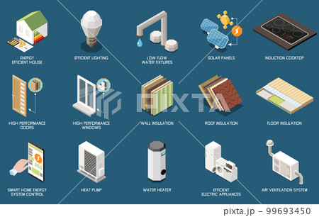 Energy Efficient House Isometric Energy Efficient House Isometric 99693450