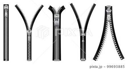 Realistic Zippers Icon Set 99693885