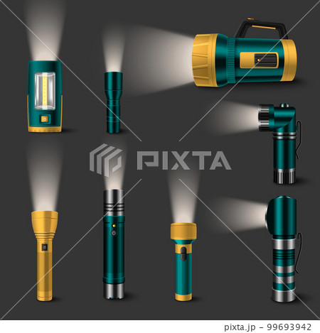 Flashlights With Light Beam Realistic Set Flashlights With Light Beam Realistic Set 99693942