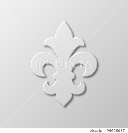 Vector Realistic Paper 3d Fleur De Lis Closeup on White Background. Heraldic Lily Sign, Vector Illustration 99696037