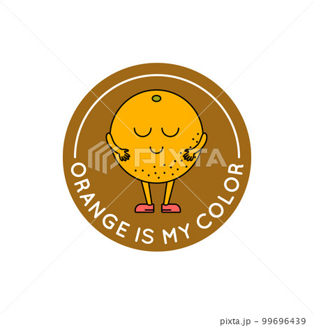 Cartoon Color Retro Character Orange Sticker Icon Concept Flat Design Style. Vector illustration of Fruit Mascot 99696439