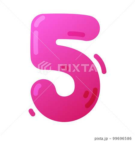 Funny Pink Balloon Number or Numeral Five Vector Illustration 99696586