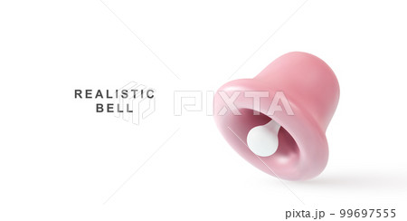 3D realistic red bell on white background. Vector illustration. 99697555