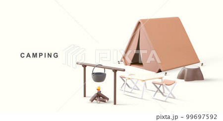 3d realistic camping concept. Vector illustration. 99697592