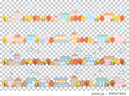 Green townscape set Autumn 99697868