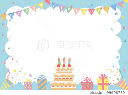 誕生日カード_ブルー_happy birthday 誕生日カード_ブルー_happy birthday 99698789