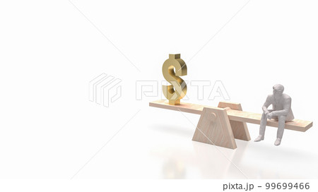 The man and scales gold dollar symbol for business or money concept 3d rendering 99699466