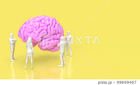 The people and brain on yellow background for creative or teamwork concept 3d rendering 99699467