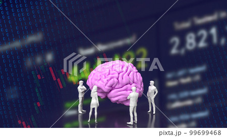 The people and brain on business chart background for creative or teamwork concept 3d rendering 99699468