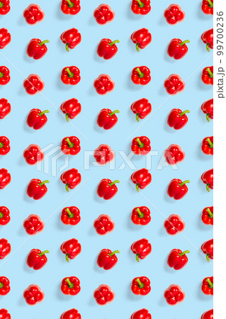 Bulgarian red pepper on blue backdrop. background not seamless pattern Bulgarian red pepper on blue backdrop. background not seamless pattern 99700236