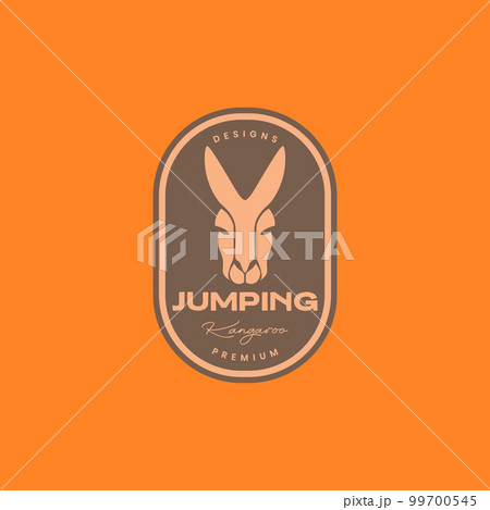 animal endemic australia head kangaroo long ears badge vintage logo design vector icon illustration 99700545