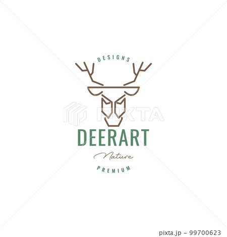 deer animal savanna horned long lines art hipster logo design vector icon illustration 99700623
