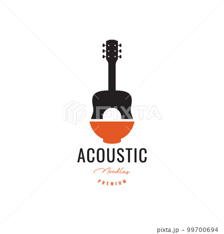 acoustic guitar music restaurant noodle bowl logo design vector icon illustration 99700694