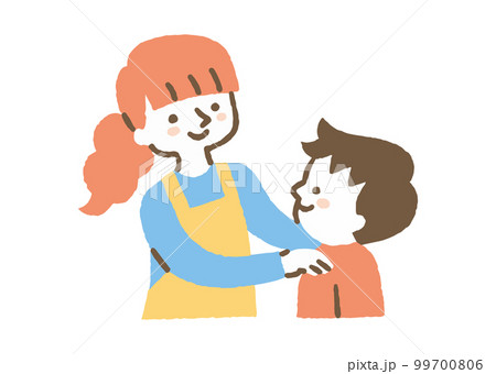 子供を誉めるお母さん_色 99700806