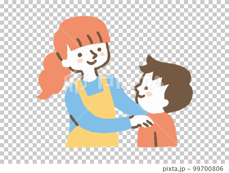 子供を誉めるお母さん_色 99700806