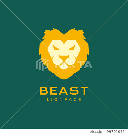 face beast savanna forest animal lion mane mascot line flat logo design vector icon illustration 99701023