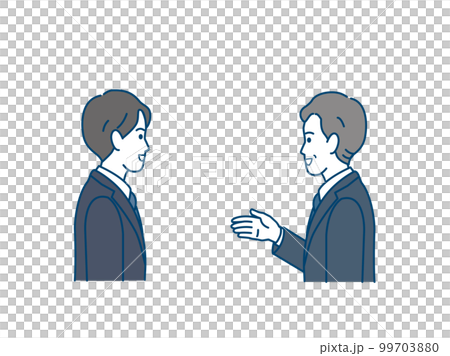 会話をするスーツ姿の男性のイラスト　話し合い　コミュニケーション 99703880