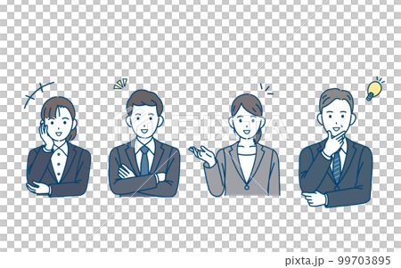 閃く、理解するスーツ姿の男女のイラスト　ビジネスパーソン 99703895