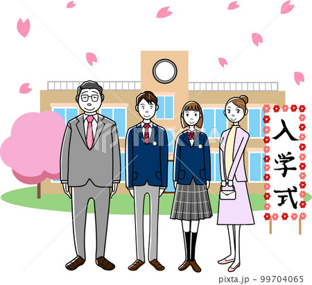 入学式の中高生と父兄 99704065