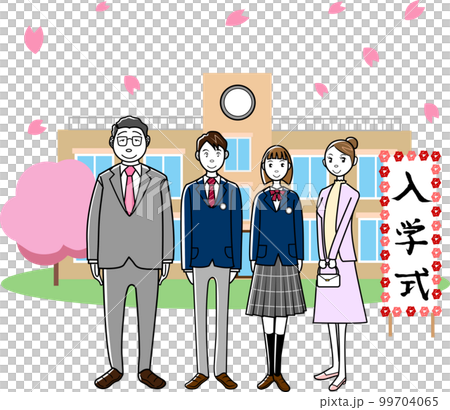 入学式の中高生と父兄 99704065