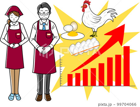 卵の価格高騰を説明する店員さん 99704066